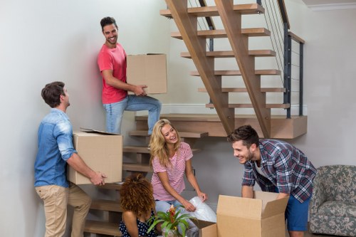 Careful loading of boxes and furniture during a student move