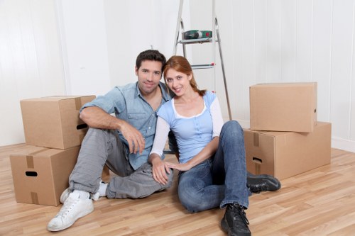 Office relocation setup with boxes and equipment for Watford removals