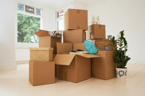 Professional movers loading boxes for urgent relocation